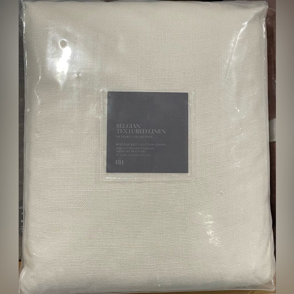 Restoration Hardware BELGIAN TEXTURED LINEN ROD-POCKET Panel 50x108 White #1